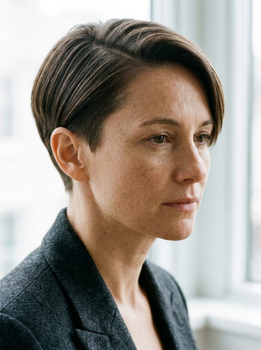 Sleek Pixie mit Seitenscheitel - Sleek Frisur